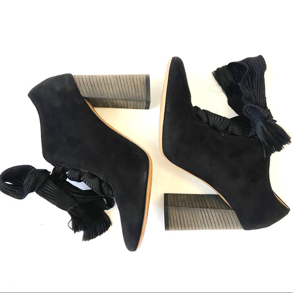 Chloe Short Ankle Bootie Harper Black Suede Size 36 - Picture 3 of 14